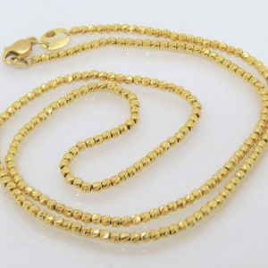Vintage 15K 610 Solid Yellow Gold Diamond Cut Ball Link Chain Necklace.