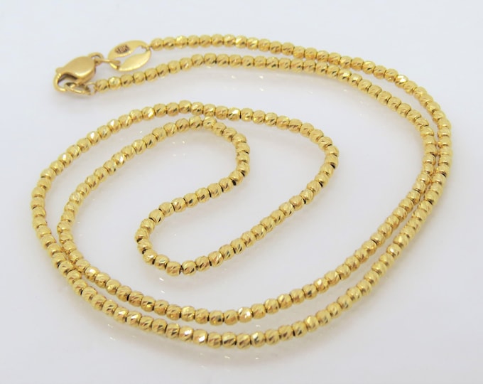 Vintage 15K 610 Solid Yellow Gold Diamond Cut Ball Link Chain Necklace.