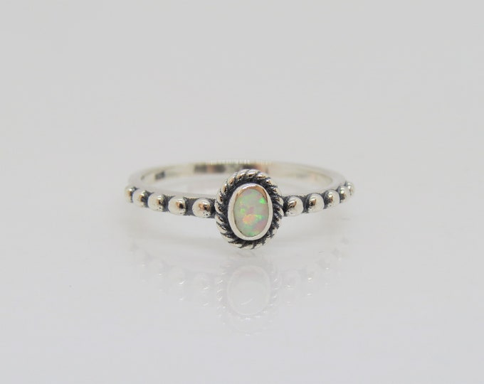 Vintage Sterling Silver White Opal Dots Ring Size 7