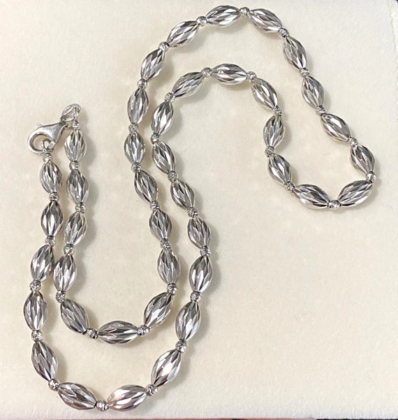 Vintage 18K 750 Solid White Gold Ball Link Chain … - image 2