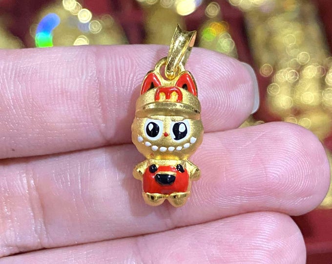 Vintage 24K 9999 Gold Enamel Pendant