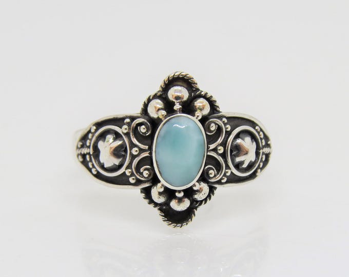 Vintage Sterling Silver Natural Larimar Ring Size 8