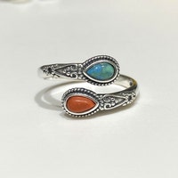 Sleeping Beauty Turquoise and Coral Sterling Silver Ring - Etsy