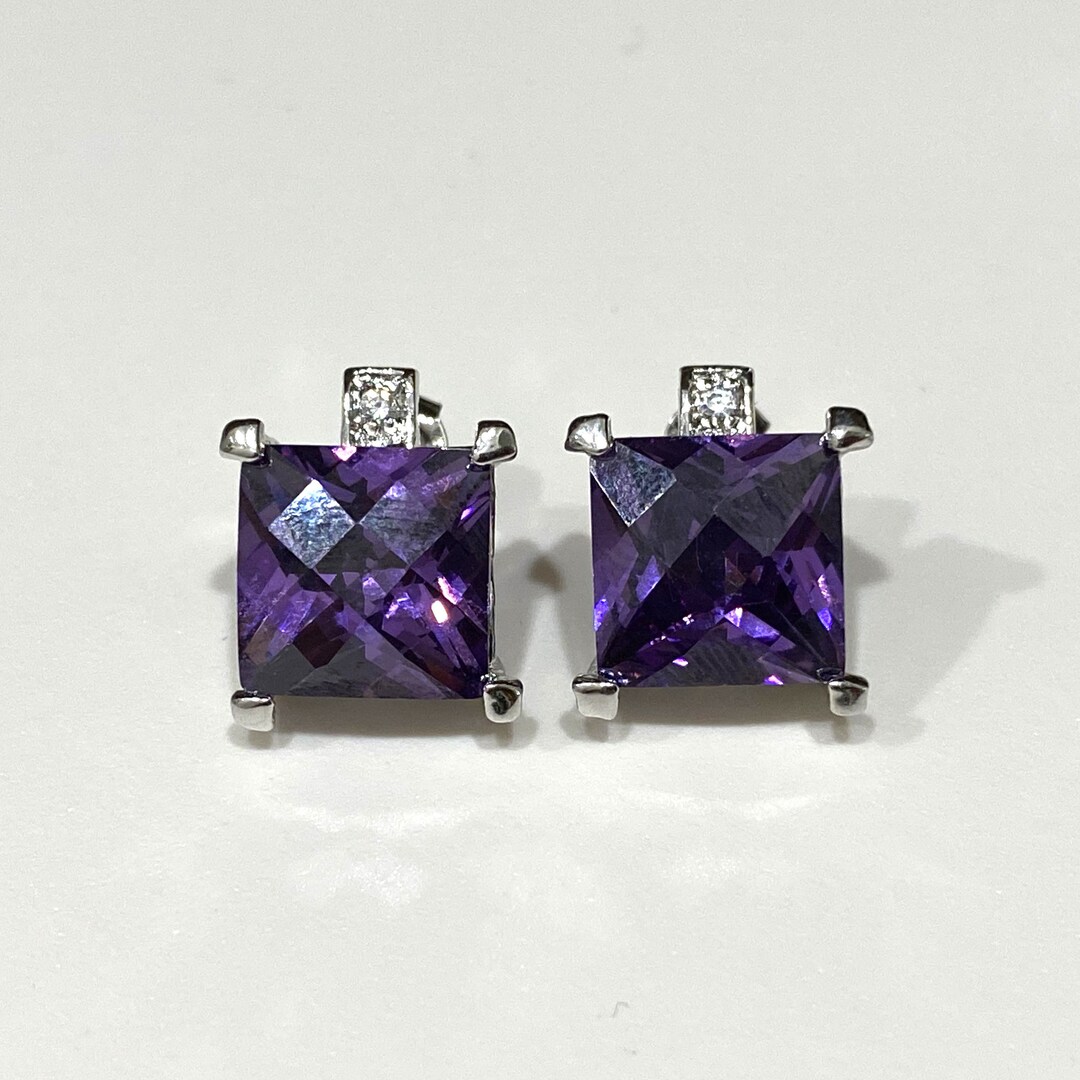 Boucles D'oreilles Anciennes En Vermeil Or Rose/argent - Avec Améthyste Et Topaze, Style Pendantes Dormeuses