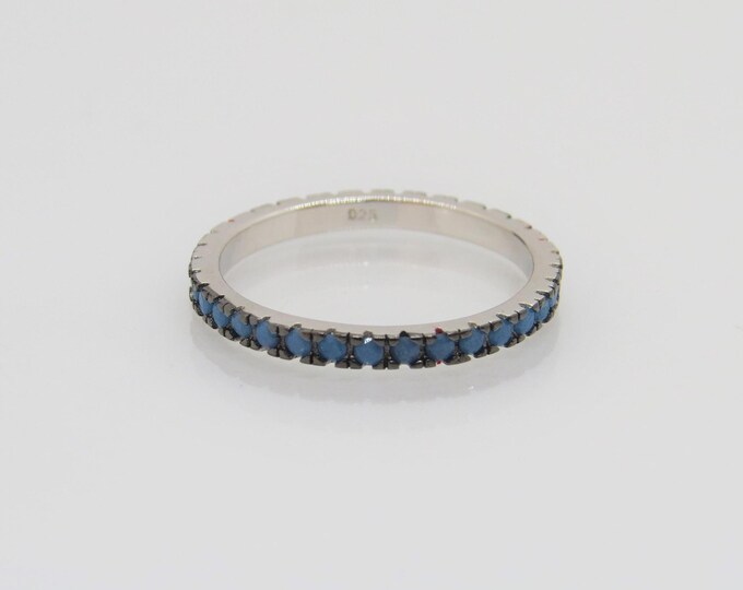 Vintage Sterling Silver Turquoise Eternity Band Ring Size 8