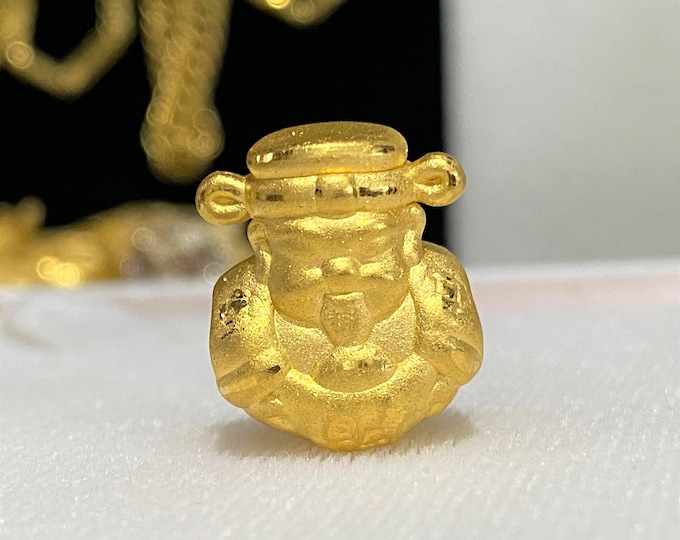 24K 9999 Pure Gold 3D Mammon LUCK, WEALTH Vintage Charm Make for Bracelet.