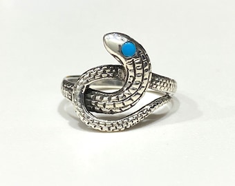 Vintage Sterling Silver Turquoise Snake Ring.