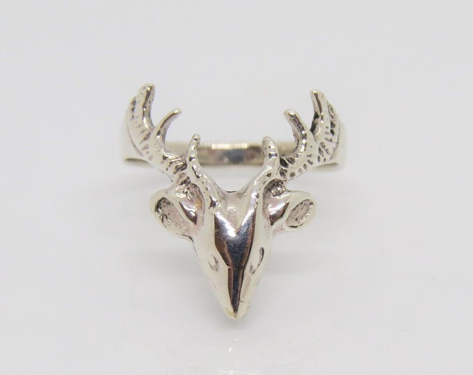 Vintage Sterling Silver Deer Ring Size 6
