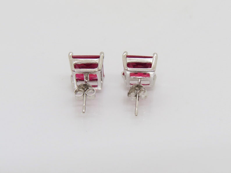 Vintage Sterling Silver Square Cut Ruby Stud Earrings 6MM - Etsy