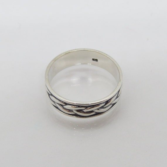 Vintage Sterling Silver Braided Band Ring Size 8 - image 2