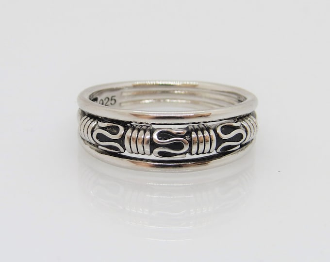 Vintage Bali Sterling Silver Swirly Band Ring Size 5
