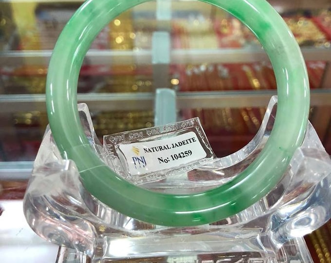 Translucent Natural Green Jadeite Jade Vintage Bangle Bracelet 54.6MM