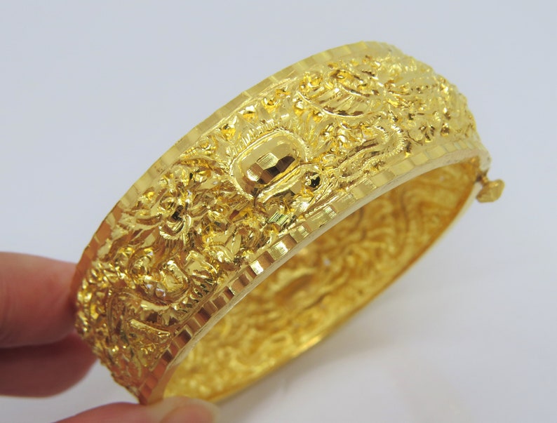 Vintage 24K Solid Pure Gold Dragon Bangle Bracelet 54.5MM - Etsy