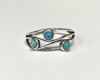 Vintage Sterling Silver Turquoise Ring Size 6
