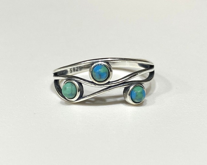 Vintage Sterling Silver Turquoise Ring Size 6