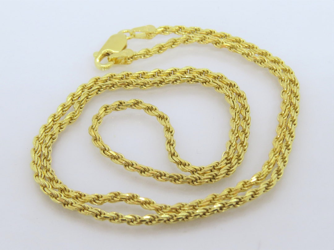 Vintage 14K Gold Plate Sterling Silver Rope Chain 20'' - Etsy