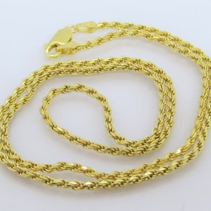 Vintage 14K Gold Plate Sterling Silver Rope Chain 20&#39;&#39;
