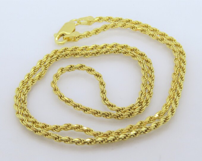Vintage 14K Gold Plate Sterling Silver Rope Chain 20''