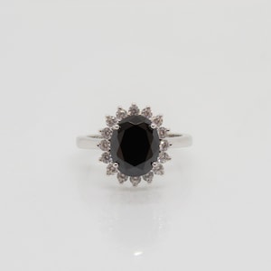 Sterling Silver Black Sapphire & White Topaz Ring Size 4