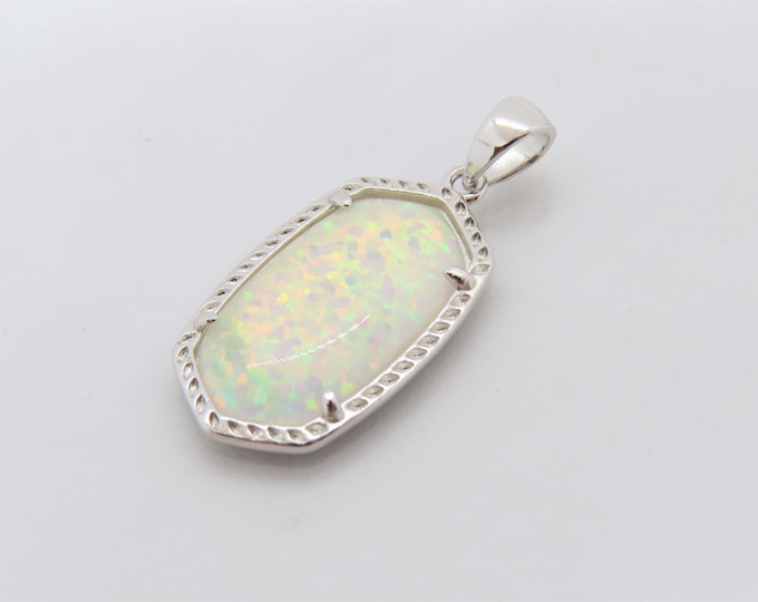 Vintage Sterling Silver Fire Opal Coffing Pendant