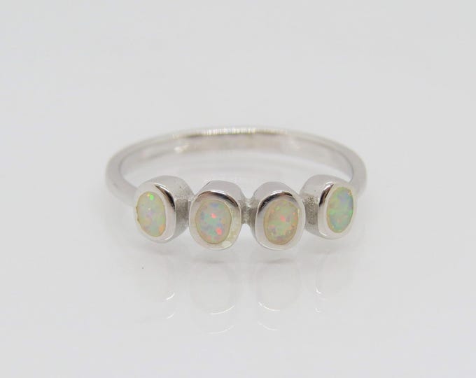 Vintage Sterling Silver Oval Fire Opal Ring Size 8