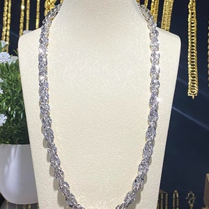 Vintage 18K 750 Solid White Gold Twist Link Chain Necklace 17 1/2&#39;&#39;