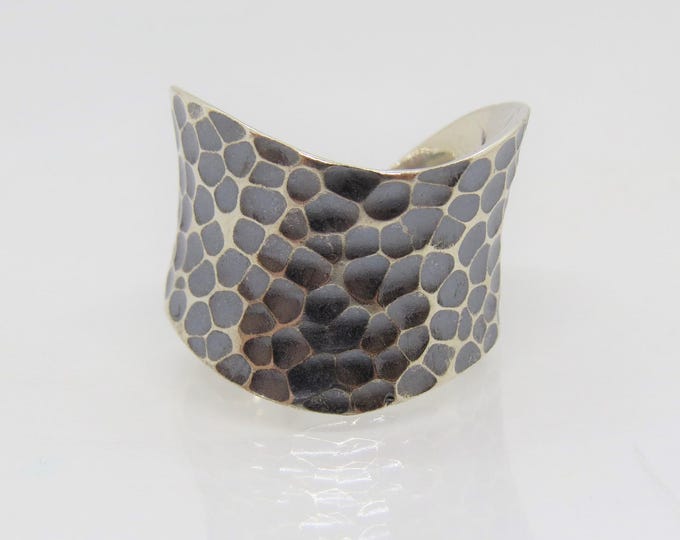 Vintage Sterling Silver Hammered Adjustable Ring Size 9