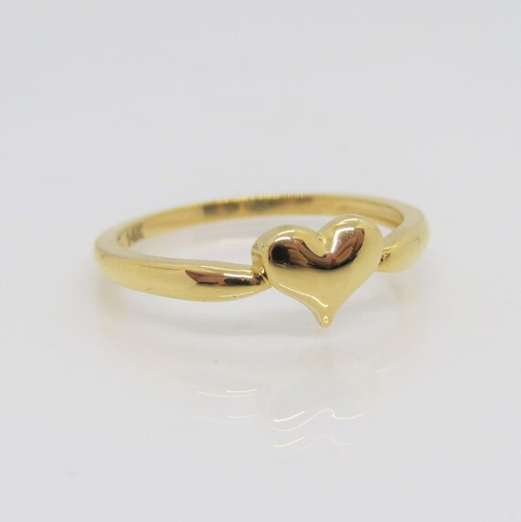 Vintage 14K Solid Yellow Gold Heart Ring Size 8 - image 6