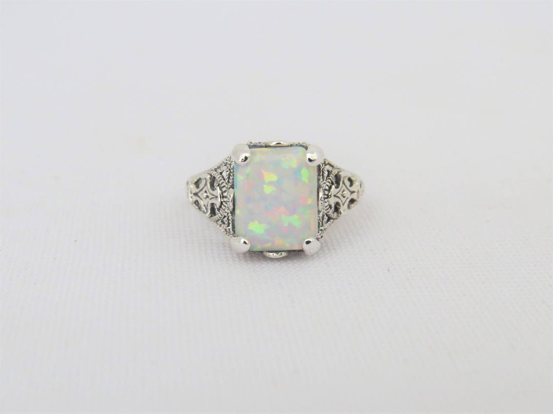 Vintage Sterling Silver White Opal Cross Filigree Ring Size 7 - Etsy