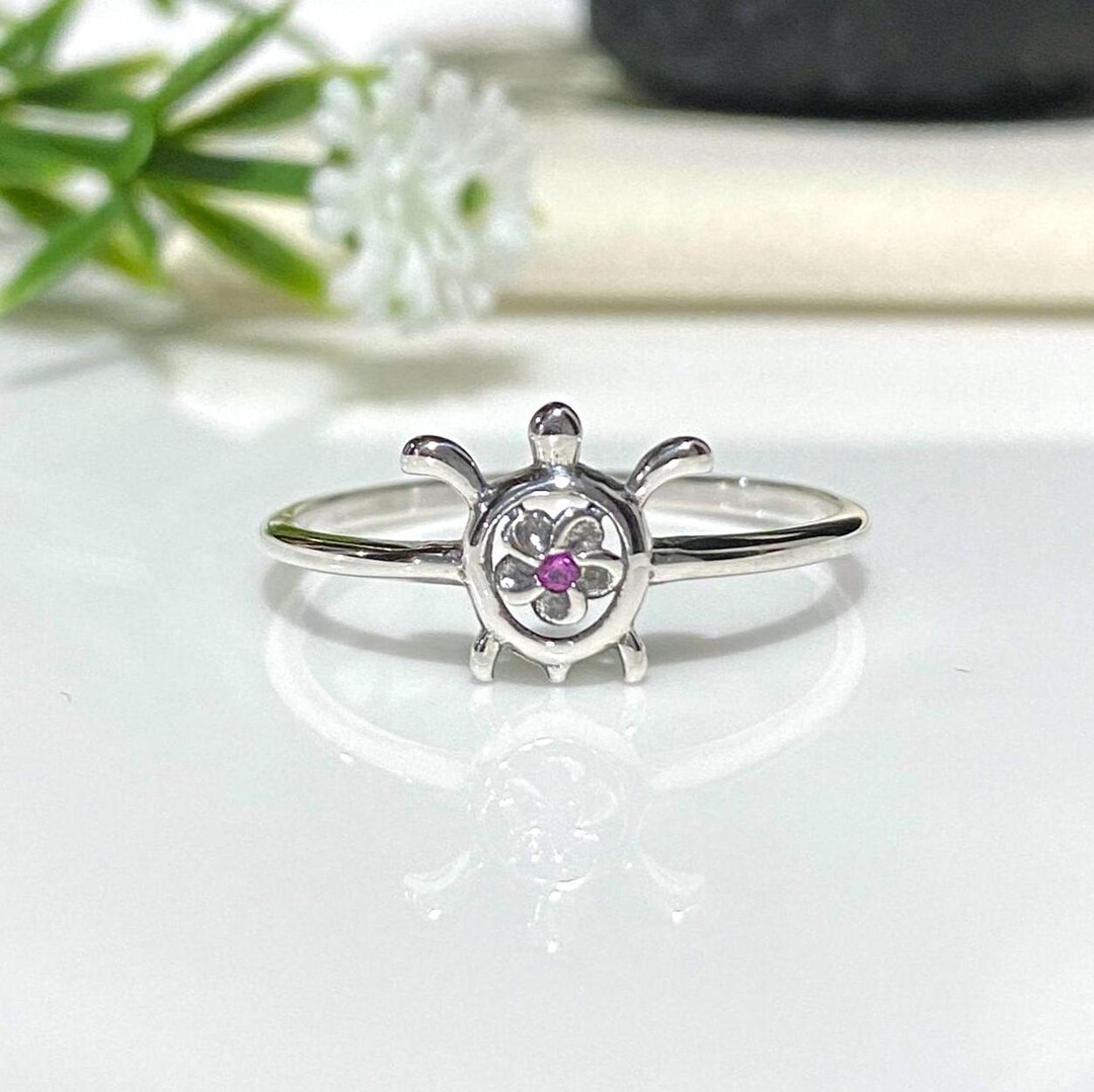 Vintage Sterling Silver Small Red Ruby Turtle Ring Size 7 - Etsy