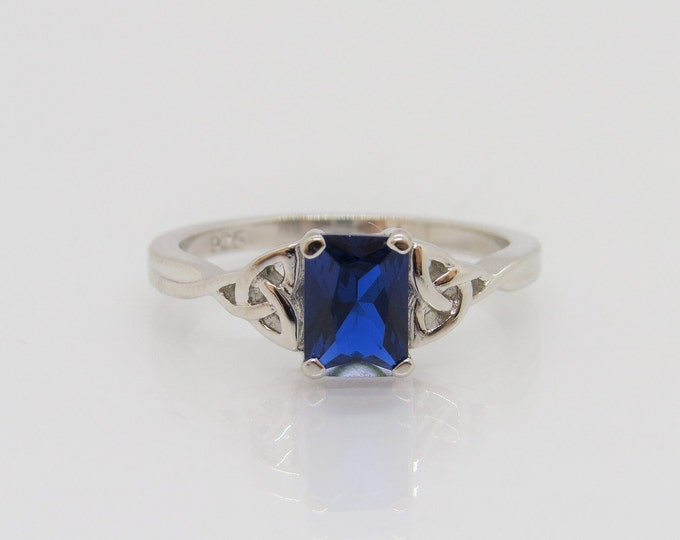Sterling Silver Celtic Blue Sapphire Ring.