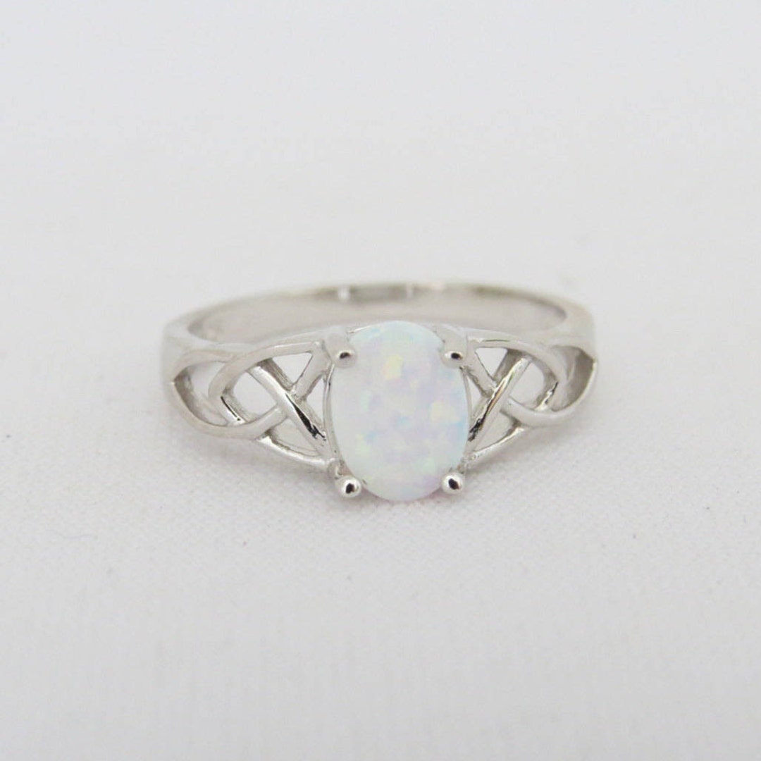 Vintage Celtic Sterling Silver White Opal Ring Size 9 - Etsy