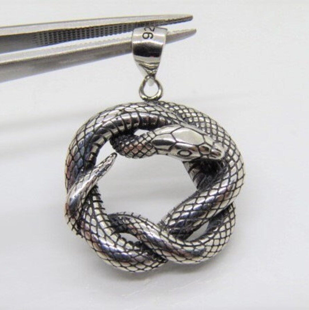Vintage Sterling Silver Snake Charm Pendant. Etsy