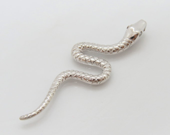 Vintage Sterling Silver Snake Carved Charm Pendant