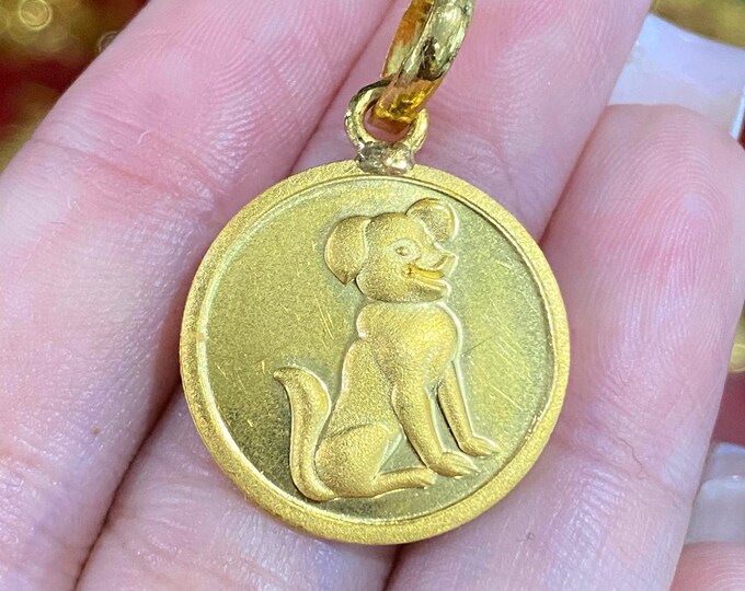 9999 Pure Gold Zodiac Animal Sign Dog Pendant.
