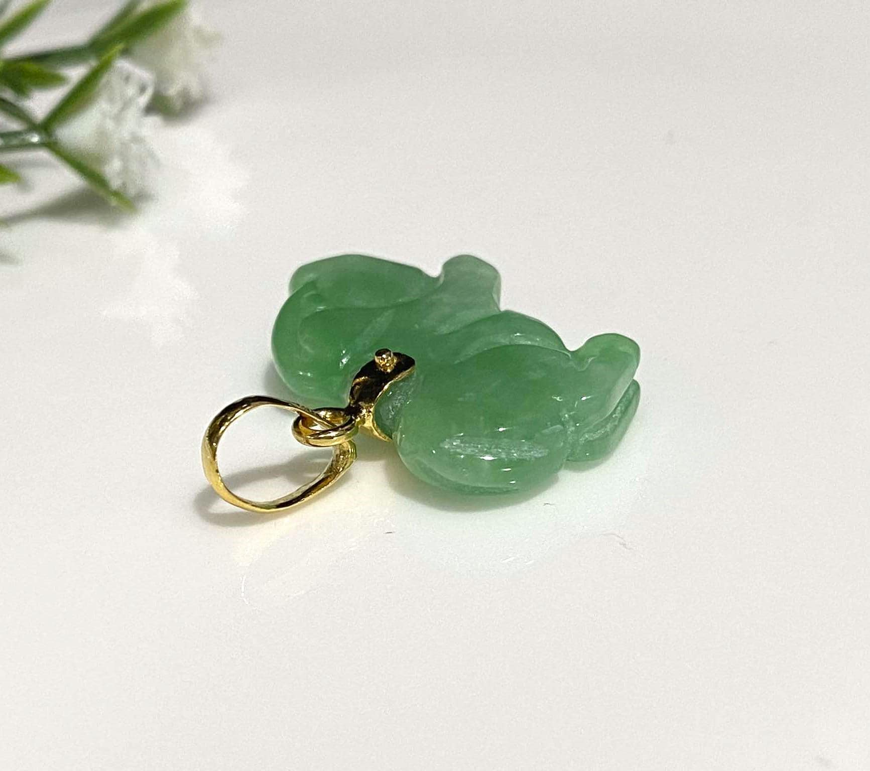 【メール便送料無料対応可】 Green Natural Gold Solid 14K Vintage Jadeite Chinese Jade ピアス