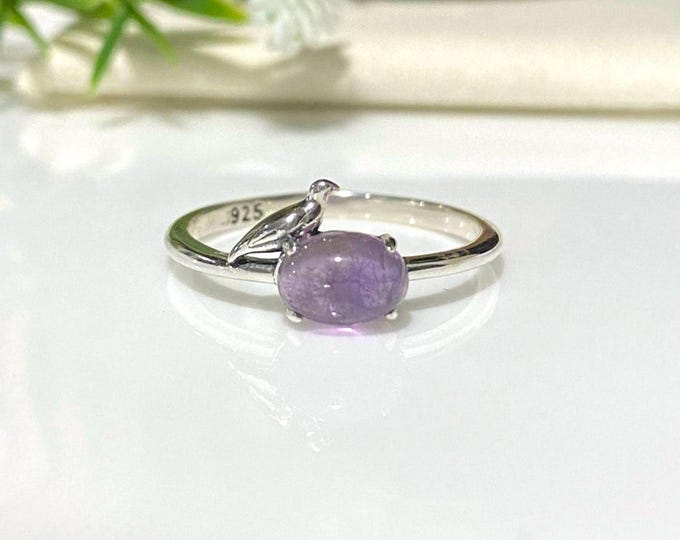 Vintage Sterling Silver Amethyst Bird Ring Size 7