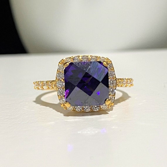 Round London Blue Topaz and Amethyst Bypass Ring with Diamond Accents