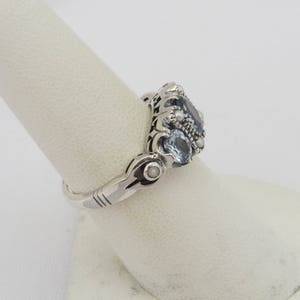 Vintage Sterling Silver Aquamarine & Seed Pearl Ring Size 8 - Etsy