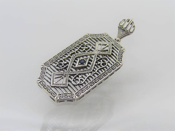 Vintage Sterling Silver Natural Blue Sapphire Fil… - image 1