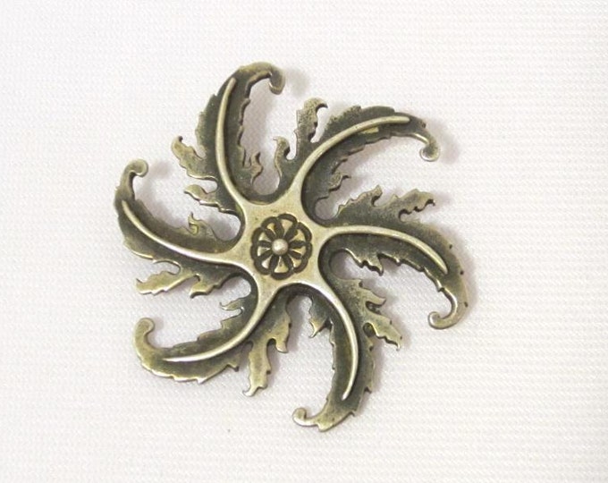 Antique Art Deco Sterling Silver Flower Pin Brooch