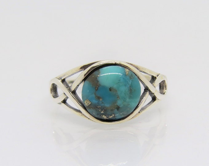 Celtic Sterling Silver Turquoise Ring Size 10