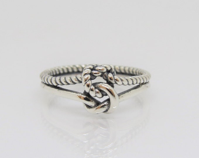 Vintage Sterling Silver Rope Knot Ring Size 9