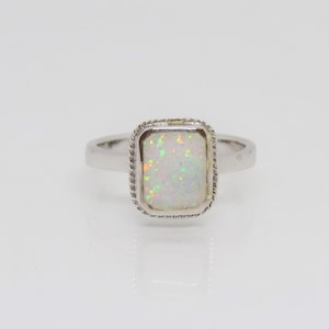 Vintage Sterling Silber Weißer Opal Ring Größe 8