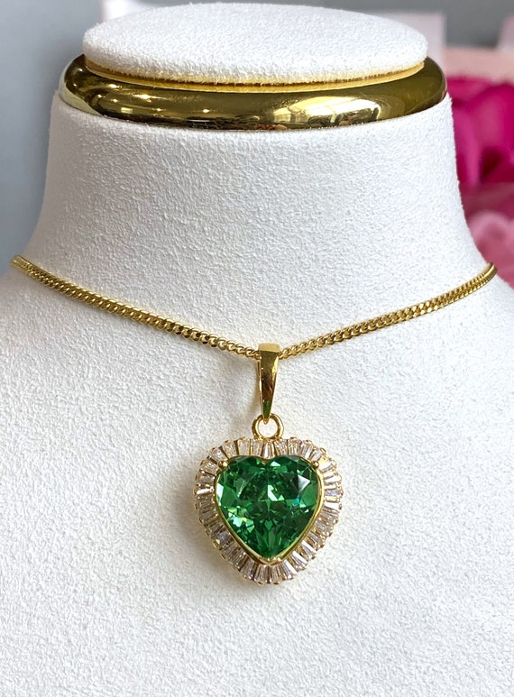 Vintage 15K 610 Solid Gold Emerald & White Topaz … - image 8