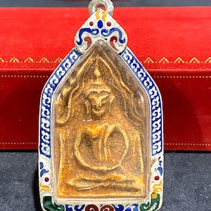 Antique Vintage Phra Khun Phaen Phong Prai Kuman Luang Pu Tim, Wat Rahanrai Thai Amulet Silver case Pendant.