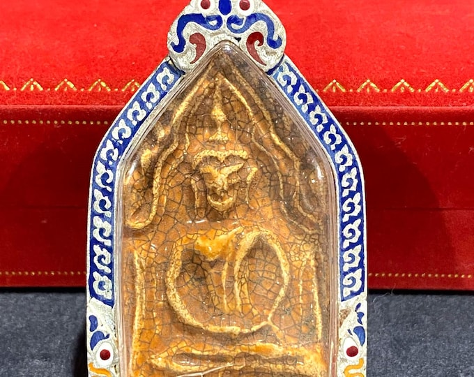Antique Vintage Phra Khun Phaen Phong Prai Kuman Luang Pu Tim, Wat Rahanrai Thai Amulet Silver case Pendant.