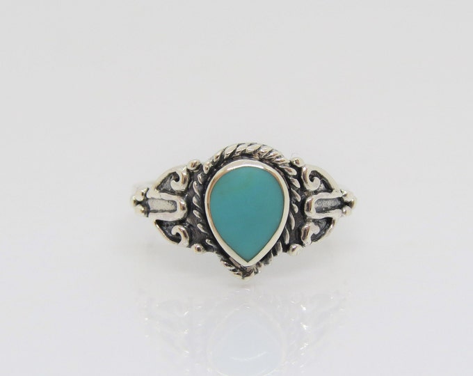 Vintage Sterling Silver Turquoise Ring Size 7