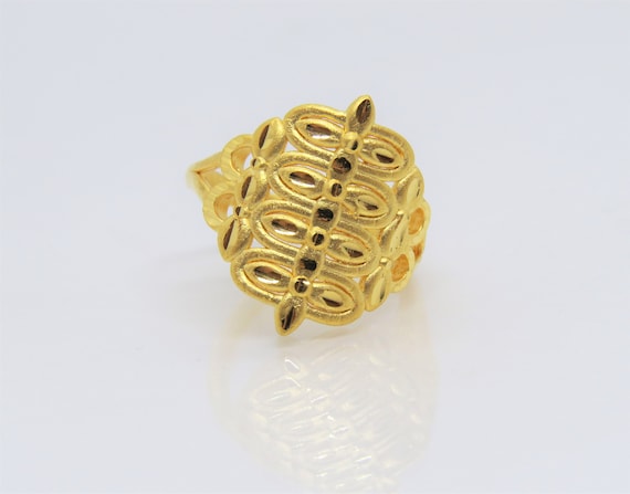 24K 999 Pure Gold Celtic, Geometric Vintage Ring … - image 5