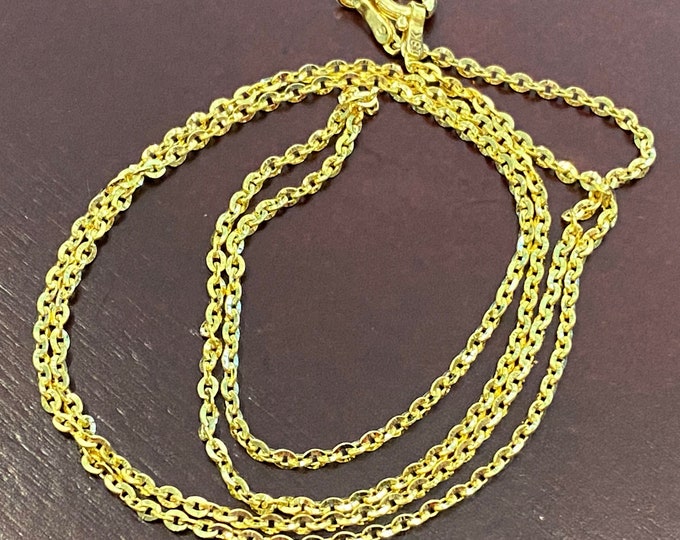 Vintage 18K Solid Yellow Gold Link Chain Necklace 18'' Length